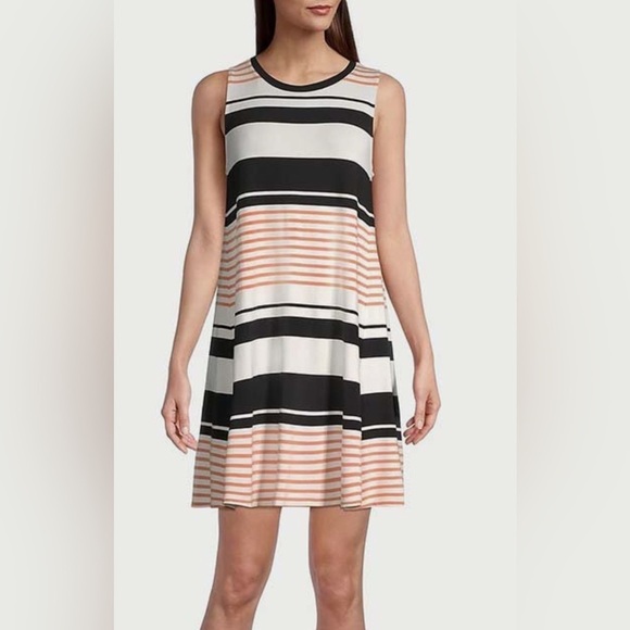 Loft Midi Sleeveless Striped Dress Sz XL - Picture 2 of 2